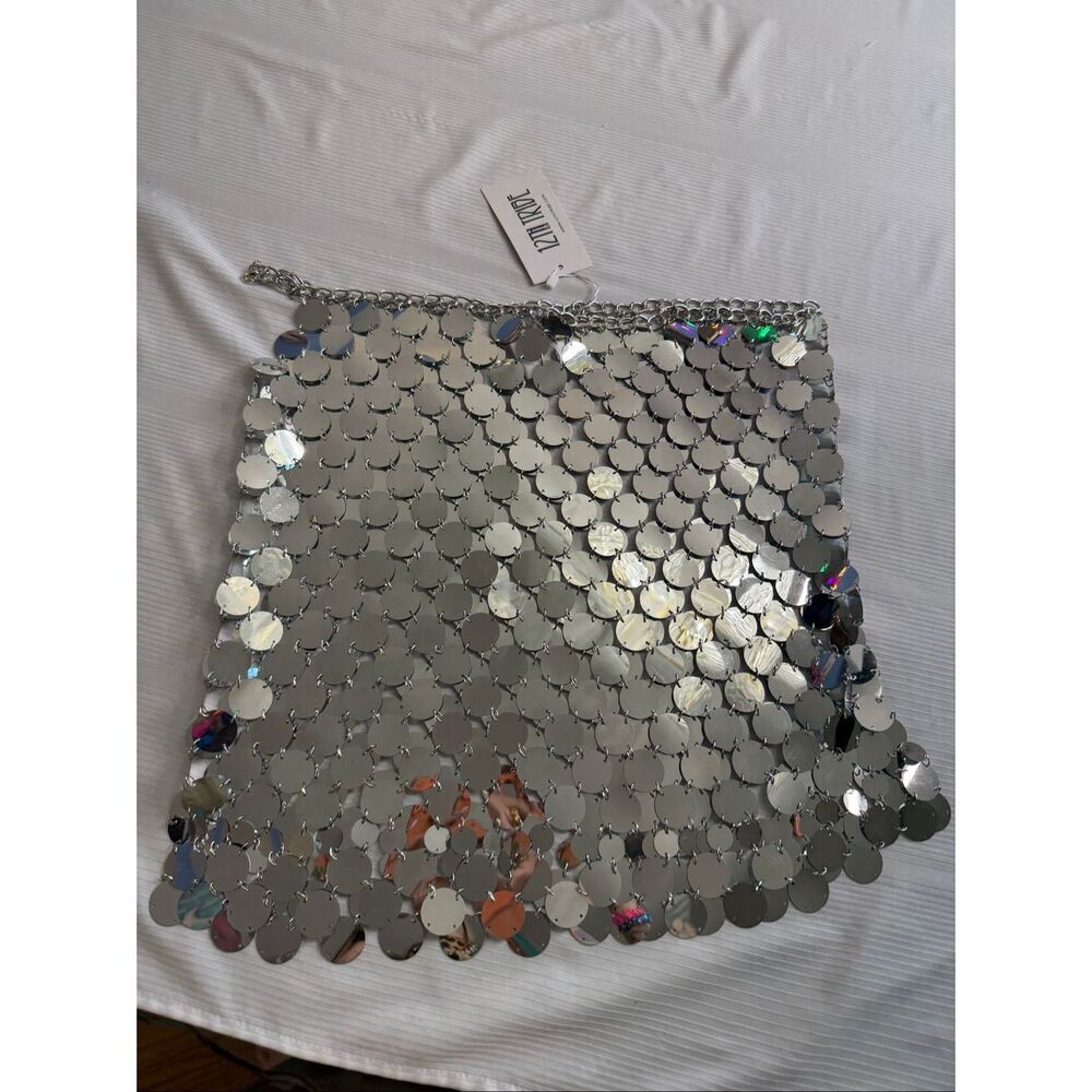 NWT 12th Tribe Women's Diana Silver Disco Skirt Size Medium New